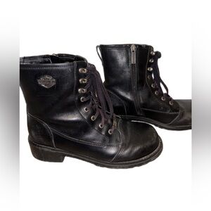 Harley Davidson size 8 lace up moto chunky black Boots